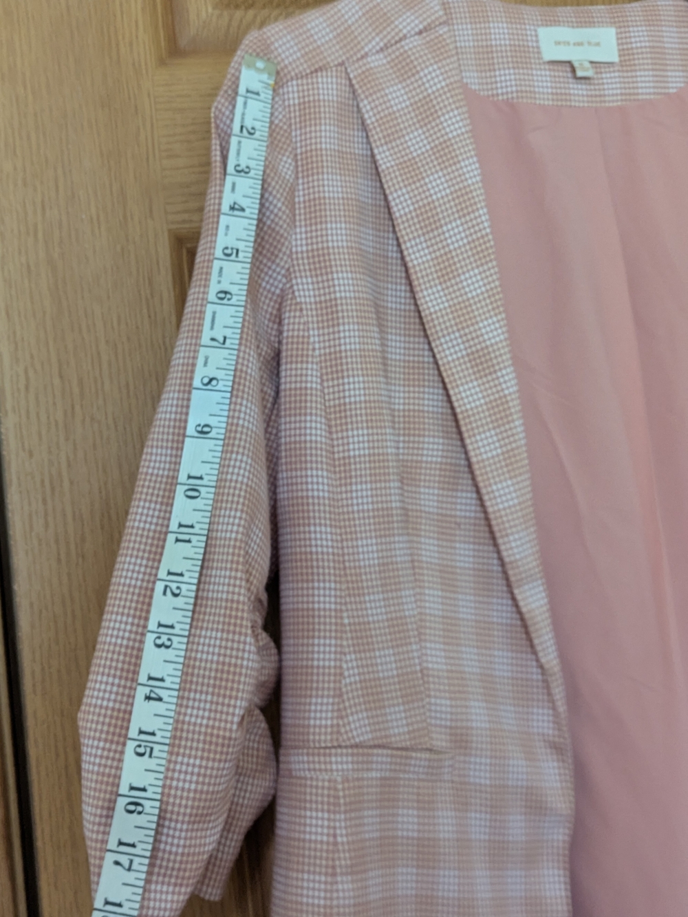 Skies Are Blue Dusty Pink Plaid Open-Front Blazer - Picture 7 of 7